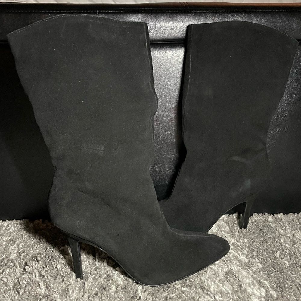 NWT Zara Cowboy Split Leather Heeled Boots - Picture 4 of 10